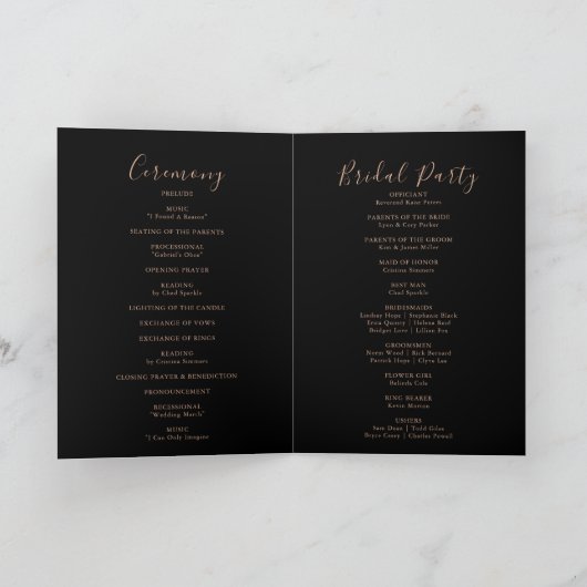 Black Formal Royal Floral Folded Wedding Programm (Innenseite)