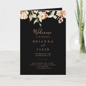 Black Formal Royal Floral Folded Wedding Programm (Vorderseite)