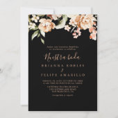 Black Formal Royal Floral Nuestra Boda Wedding Einladung (Vorderseite)