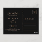 Black Formal Royal Floral Save the Date Postkarte (Rückseite)