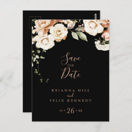 Black Formal Royal Floral Save the Date Postkarte