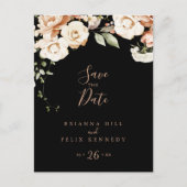 Black Formal Royal Floral Save the Date Postkarte (Vorderseite)