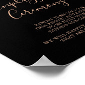 Black Formal Royal Floral Unplugony Zeremony Sign Poster (Ecke)