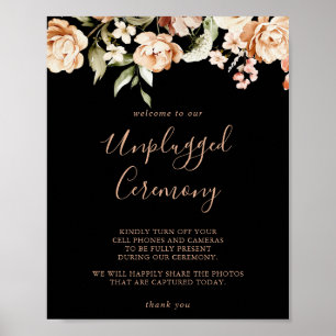 Black Formal Royal Floral Unplugony Zeremony Sign Poster