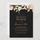 Black Formal Royal Floral Wedding Breakfast Einladung (Vorderseite)