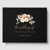 Black Formal Royal Floral Wedding Gästebuch (Vorderseite)