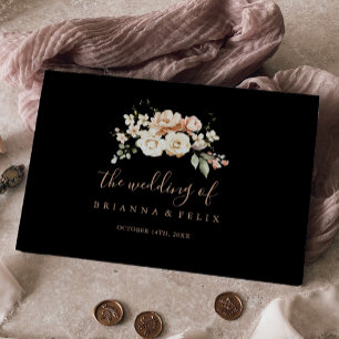 Black Formal Royal Floral Wedding Gästebuch