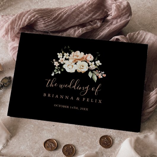 Black Formal Royal Floral Wedding Gästebuch