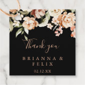 Black Formal Royal Floral Wedding Geschenkanhänger (Vorderseite)