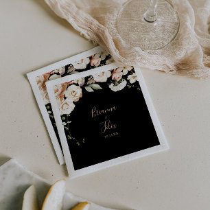 Black Formal Royal Floral Wedding Napkin Serviette