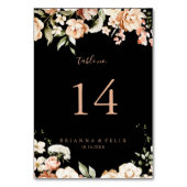 Black Formal Royal Floral Wedding Tischnummer (Rückseite)