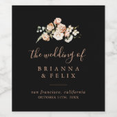 Black Formal Royal Floral Wedding Wine Labels Weinetikett (Einzelnes Label)