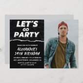 Black Foto 39. Geburtstag Einladungen Männer (Vorne/Hinten)