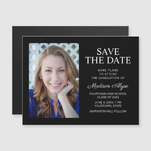 Black Foto Class of 2022 Abschluss Rett Date Magnetkarte