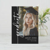 Black Foto Collage Graduate Graduate Party Einladung (Stehend Vorderseite)