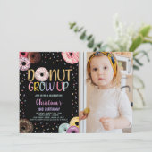 Black Foto Donuts Geburtstagseinladungen Einladung (Stehend Vorderseite)