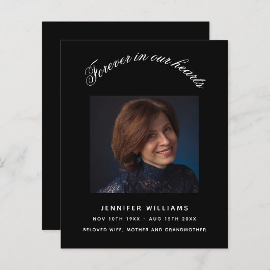 Black Foto elegantes Beerdigungsprogramm (Vorne/Hinten)