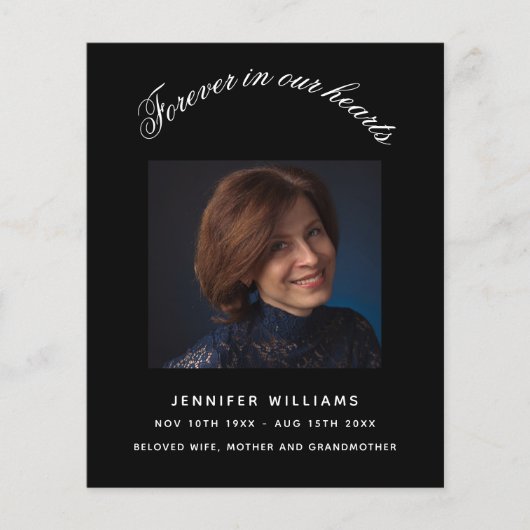 Black Foto elegantes Beerdigungsprogramm (Vorderseite)