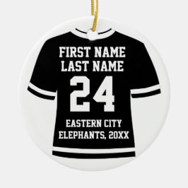 Black Foto Football Soccer Hockey Sports Jersey Keramik Ornament