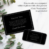 Black Foto Minimalistisch Bereavement Beerdigung Dankeskarte