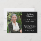 Black Foto Sober Beerdigung Danke Karte (Vorderseite)