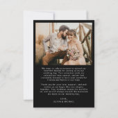 Black Foto Wedding Elegante Vielen Dank Karte (Rückseite)