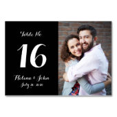 Black Foto Wedding Tischnummer Card (Rückseite)