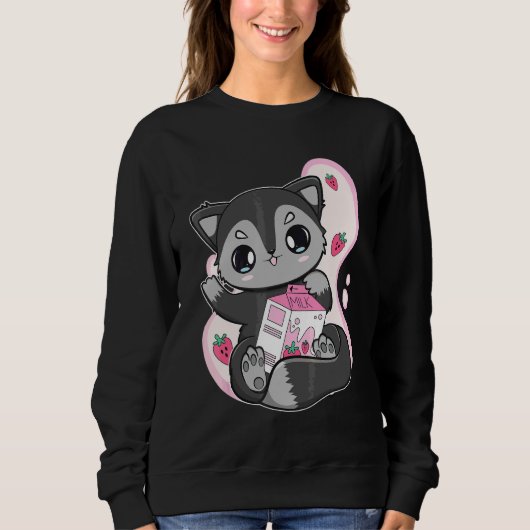 Black Fox Erdbeermilch-Bubble-Tee für Boba Sweatshirt (Vorderseite)