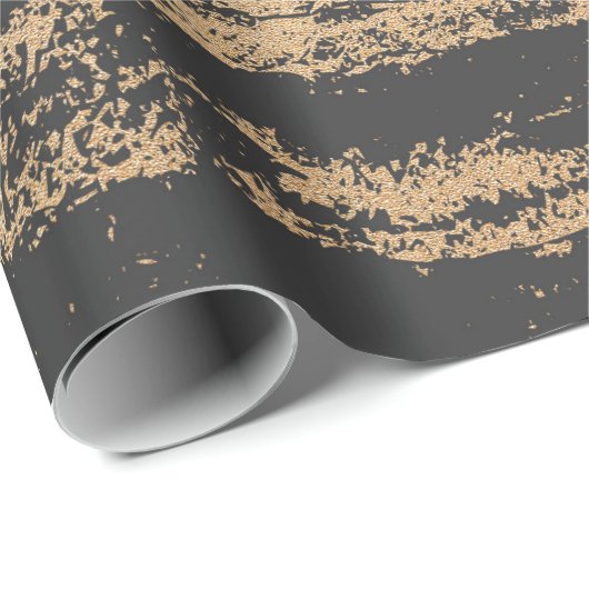 Black Foxier Gold Blush Streifen Marmorgestein Gla Geschenkpapier (Rolleneckpunkt)