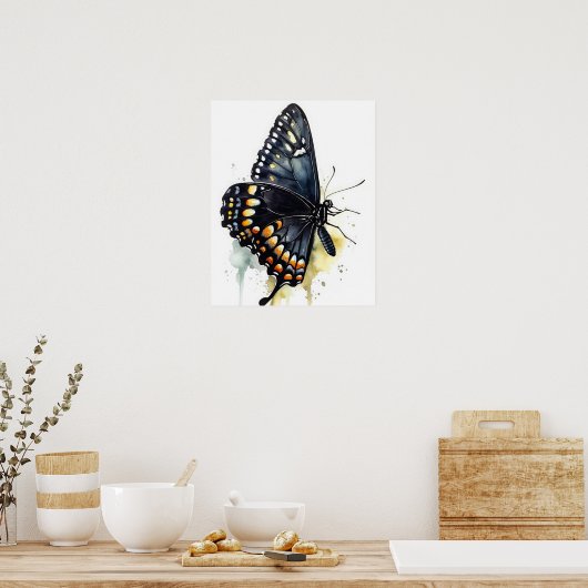 Black Frack Butterfly Art Print Poster (Küche)
