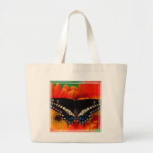 Black Frack Butterfly auf Gerberia Daisy Jumbo Stoffbeutel (Vorne)