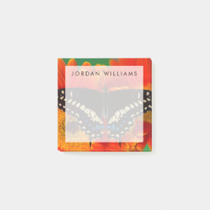 Black Frack Butterfly auf Gerberia Daisy Post-it Klebezettel