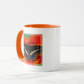 Black Frack Butterfly auf Gerberia Daisy Tasse (Vorderseite Links)