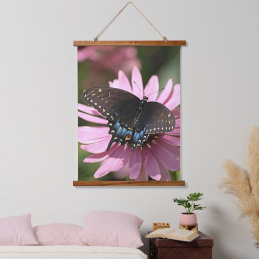 Black Frack Butterfly Wandteppich Mit Holzrahmen (Schlafzimmer)