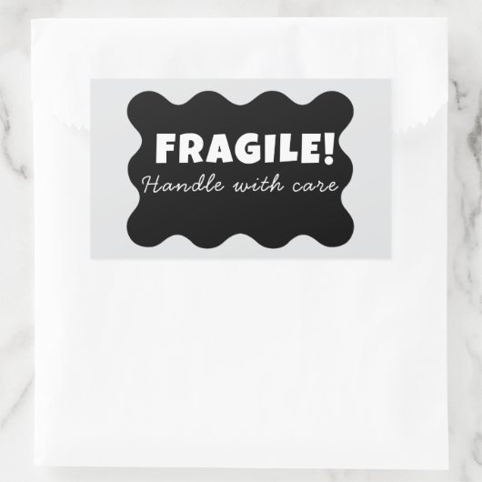Black Fragile Handle mit Sorgfalt Business Rechteckiger Aufkleber (Tasche)