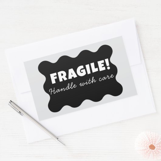 Black Fragile Handle mit Sorgfalt Business Rechteckiger Aufkleber (Umschlag)