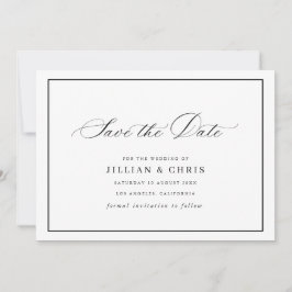 Black frame calligraphy wedding save the date card einladung