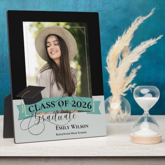 Black Frame Graduation Keepsake Photo Plaque Fotoplatte (Seite)