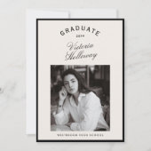 Black Frame Ivory Graduation One Photo Announcemen Einladung (Vorderseite)