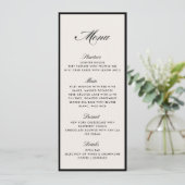 Black Frame Modern Ivory Wedding Menu card Einladung (Stehend Vorderseite)
