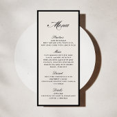 Black Frame Modern Ivory Wedding Menu card Einladung