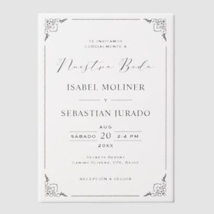 Black Frame Motif Nuestra Boda Spanische Hochzeit Pergament Einladungen