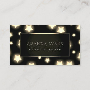 Black Frame Stars Gold Spark Sepia Visitenkarte