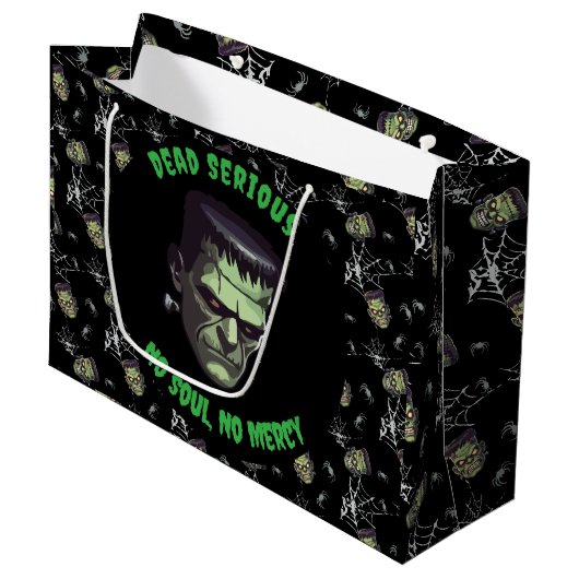 🖤 Black Frankenstein Halloween 💀 Große Geschenktüte (Vorderseite Schrägansicht)