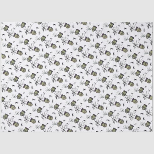 🖤 Black Frankenstein Tissue Paper 💀 🎃 Seidenpapier (Vorderseite)