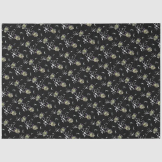 🖤 Black Frankenstein Tissue Paper 💀 🎃 Seidenpapier (Vorderseite)