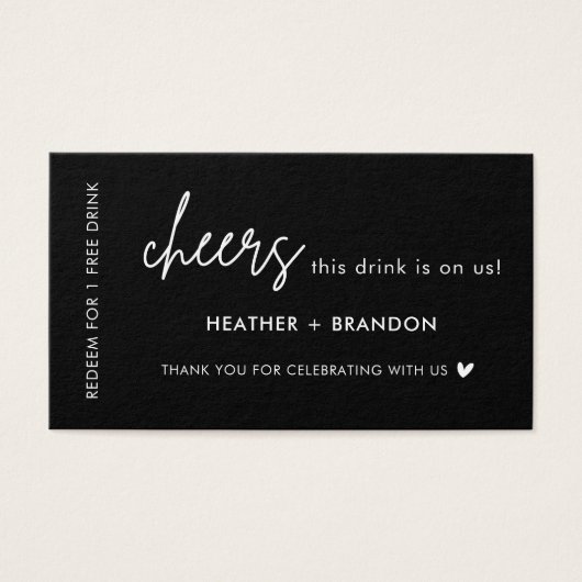 Black Free Drink Wedk Drink Ticketkarten (Vorderseite)