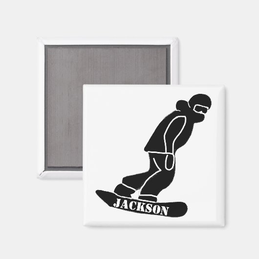 Black Freeride Snowboarder Snowboarder Stift Magnet (Vorderseite/Rückseite)