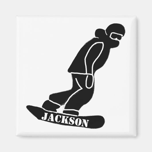 Black Freeride Snowboarder Snowboarder Stift Magnet (Vorne)