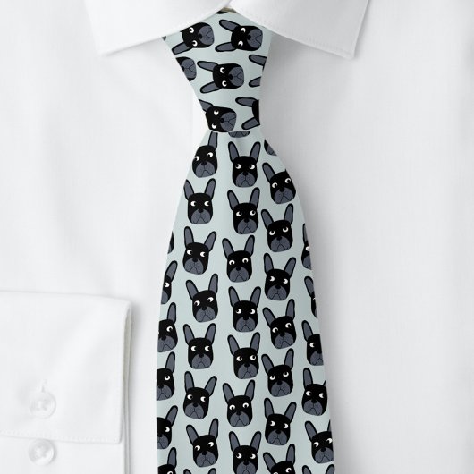 Black French Bulldog Blue Neck Tie Krawatte